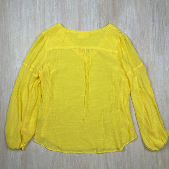 Anthropologie Maeve Verona Yellow Tie Sleeve V-Neck Boho Hippie Blouse Small - Picture 13 of 13